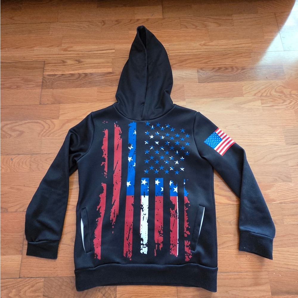 Black Hoodie with American Flag Design